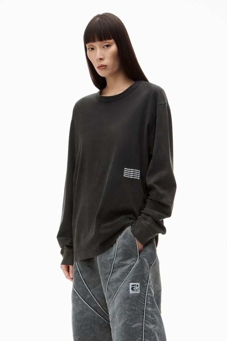 Alexander Wang $225 Unisex Acid Wash Jersey Long Sleeve Tee XL NWOT